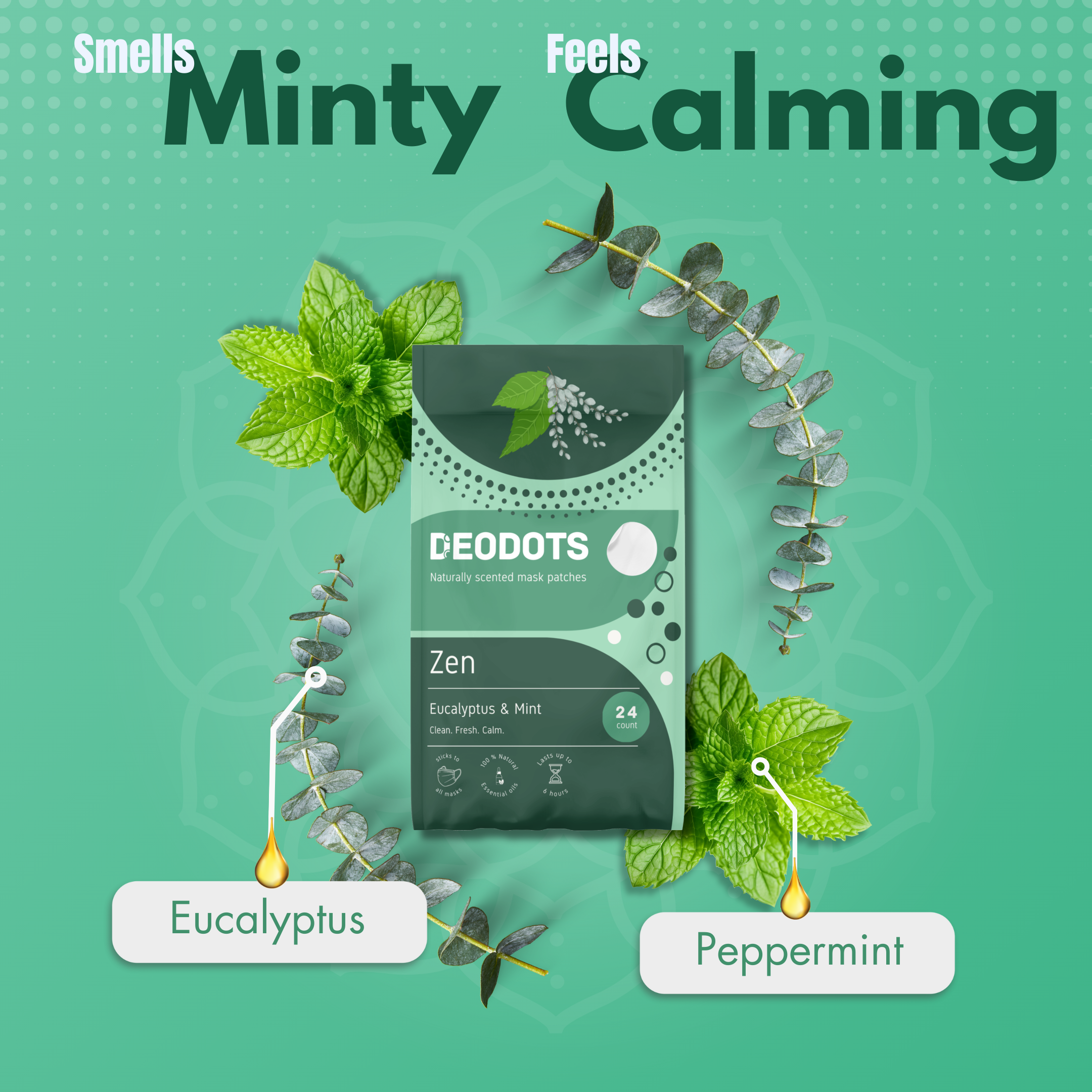 deodots zen patches smell minty and feel calming