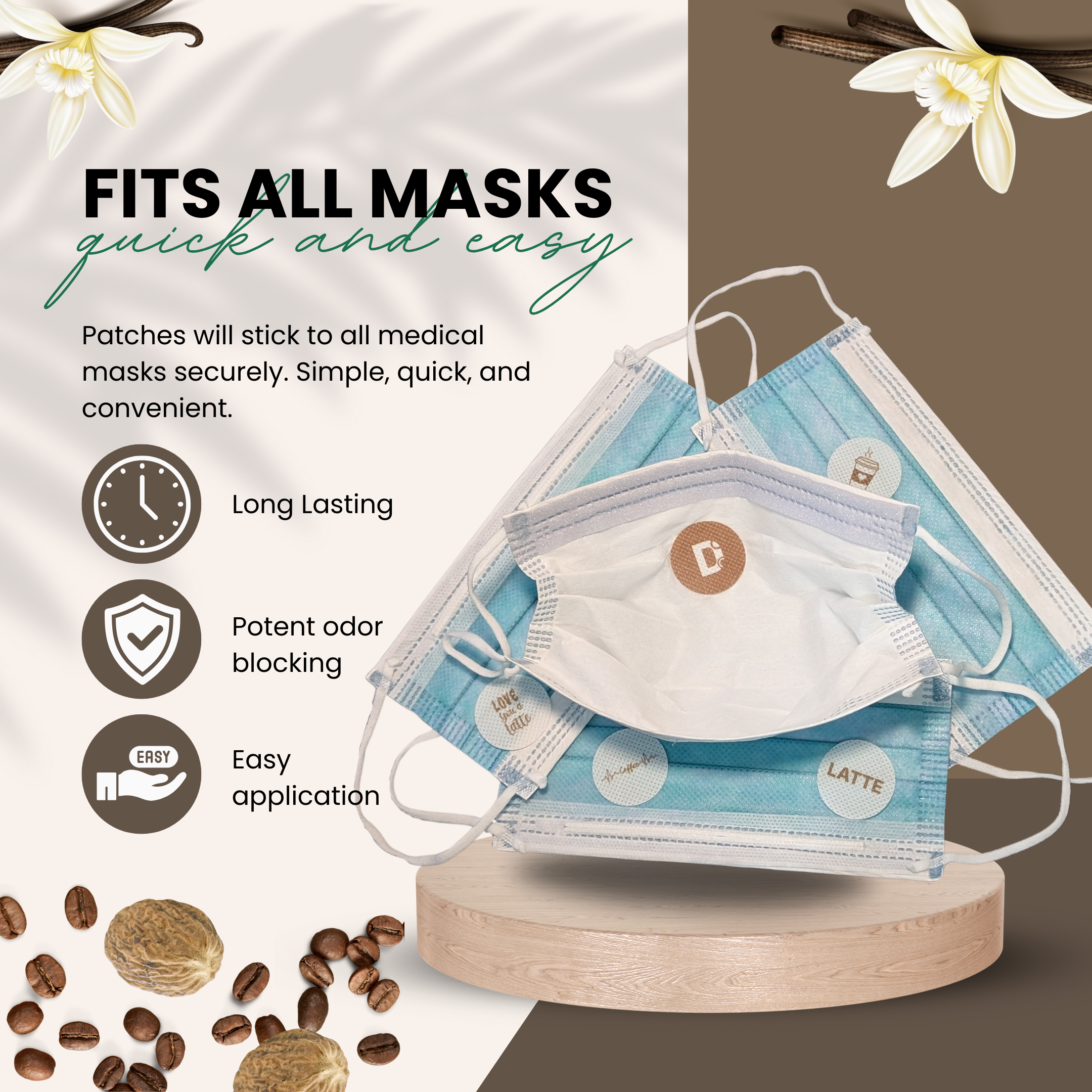 product image of latte patches on the mask